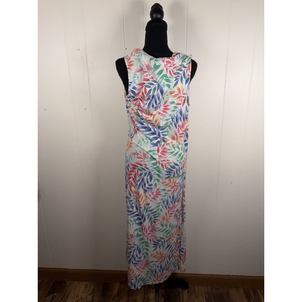 tommy bahama holi frondi midi dress faux wrap ruched L Colorful Palm Tropical - Picture 3 of 12